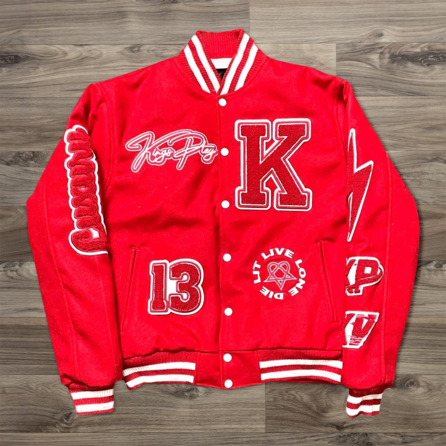 Muchic Retro Trendy Hip-Hop Baseball Jacket Red / S Coats & Jackets