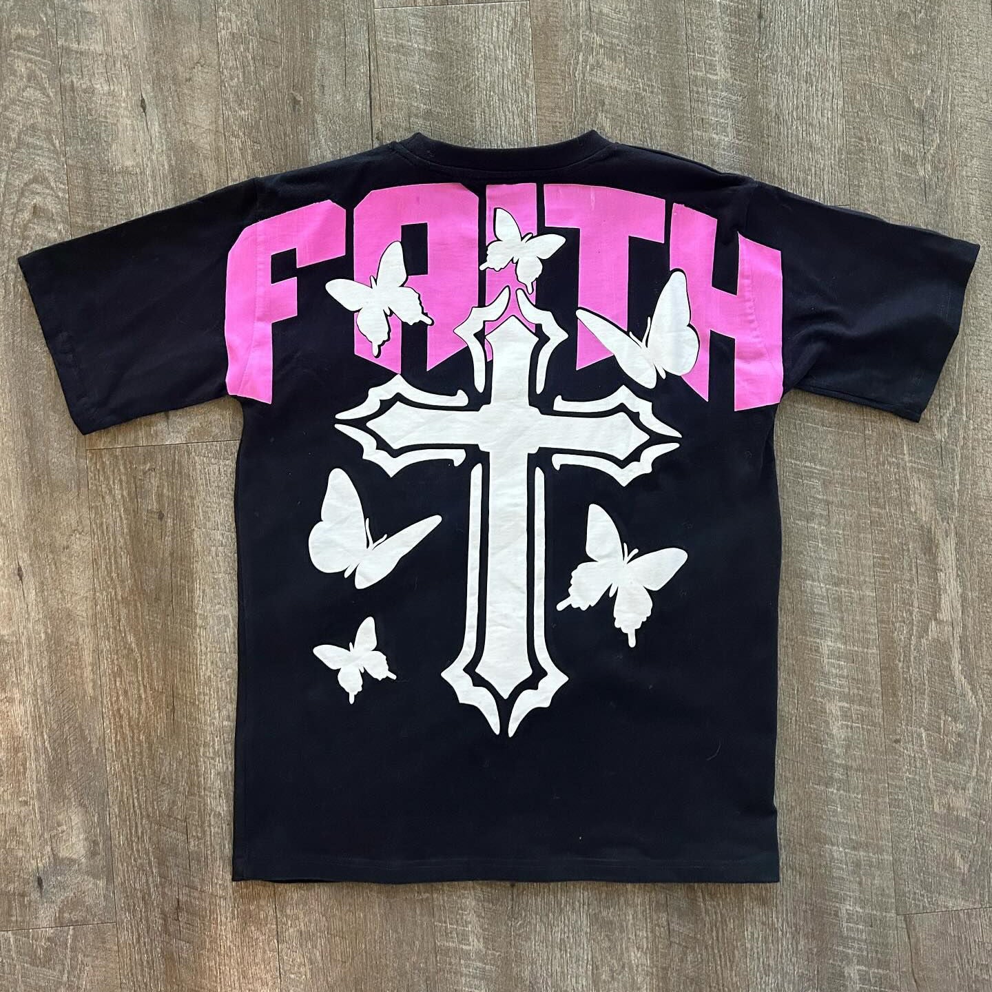 Muchic Faith Cross Print Short Sleeve T-Shirt