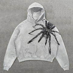 Muchic Casual Spider Print Long Sleeve Hoodies