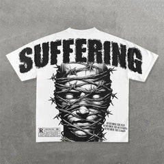 Muchic Suffering Print Short Sleeve T-Shirt