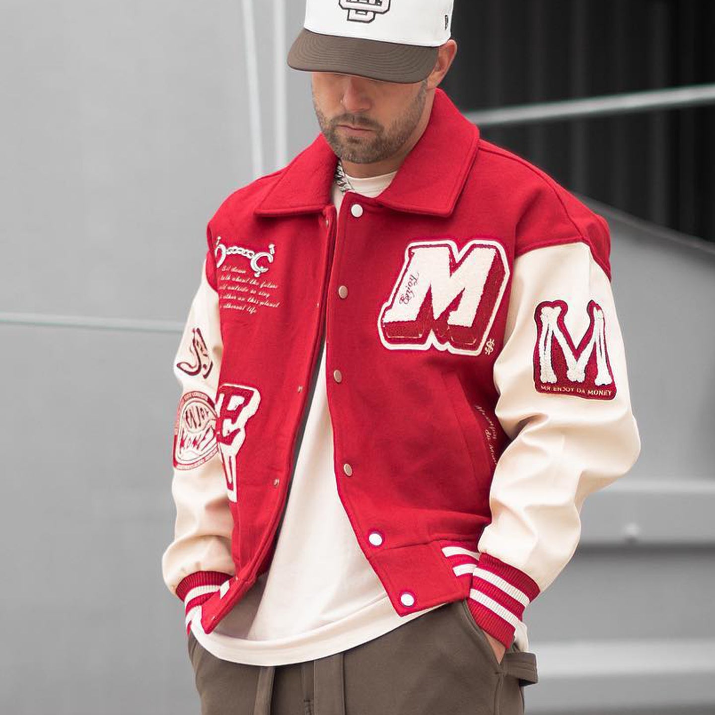 Muchic Casual Street Towel Embroidered Baseball Lapel Jacket Coats & Jackets