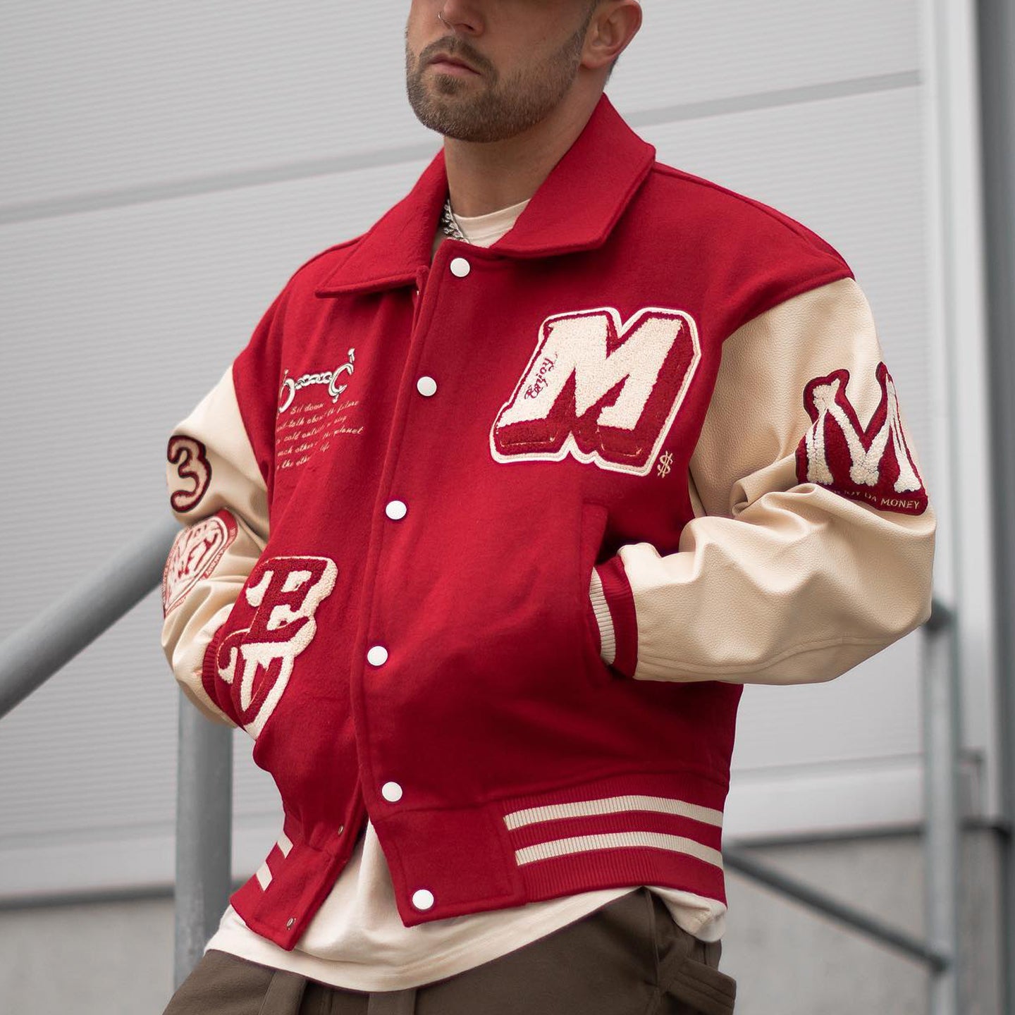 Muchic Casual Street Towel Embroidered Baseball Lapel Jacket Coats & Jackets