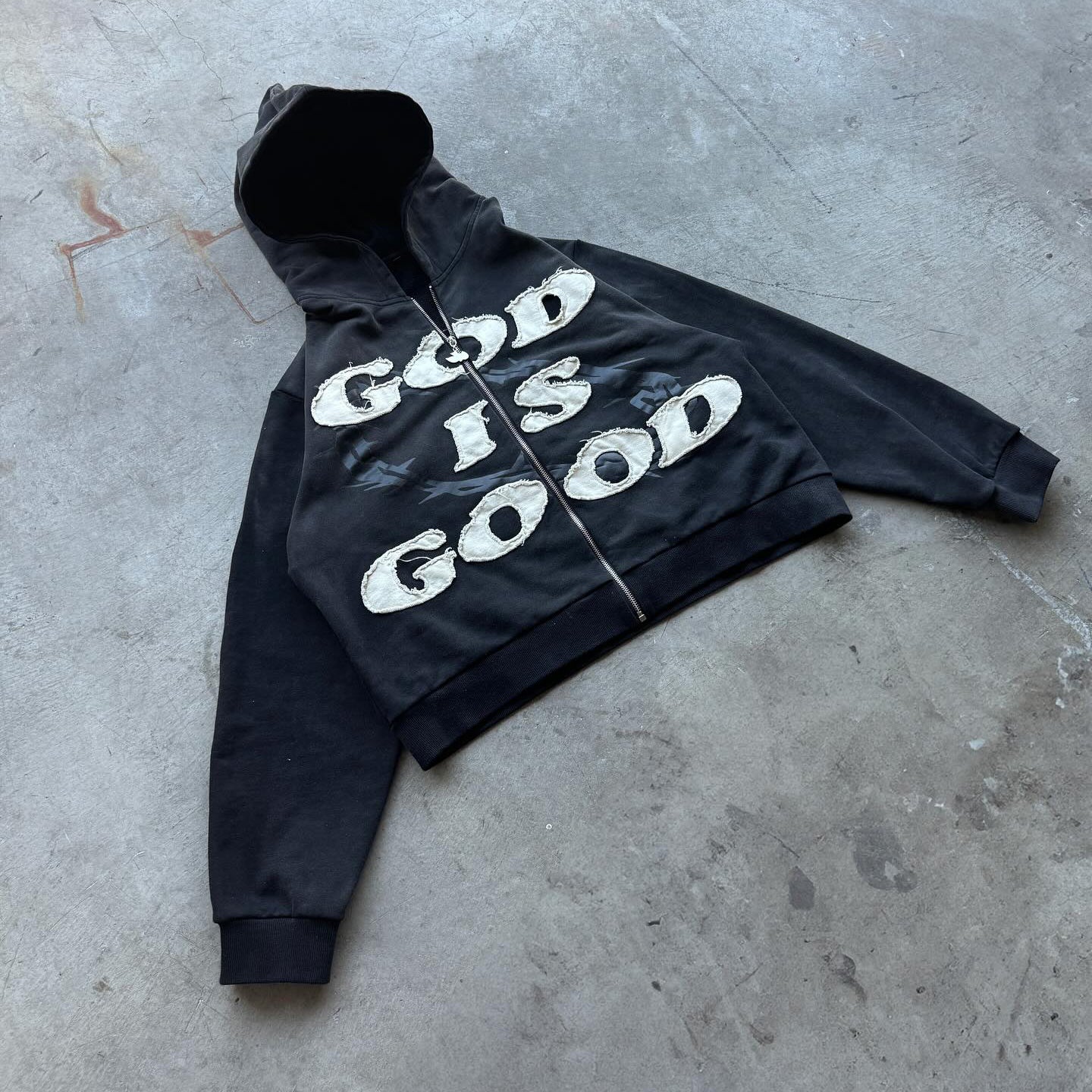 Muchic God is Good Casual Streetwear Zip-Up Hoodie