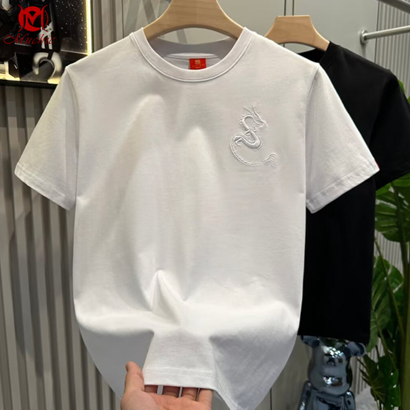 Unisex Intangible Cultural Heritage Dragon Embroidery T-shirt(Hand Embroidered) (Duty Free)