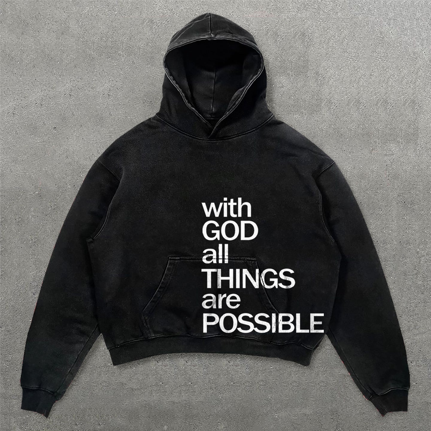 Muchic With God All Things Are Possible Print Long Sleeve Hoodies