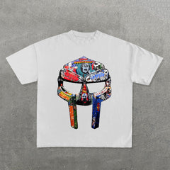 Muchic Mask Print Short Sleeve T-Shirt