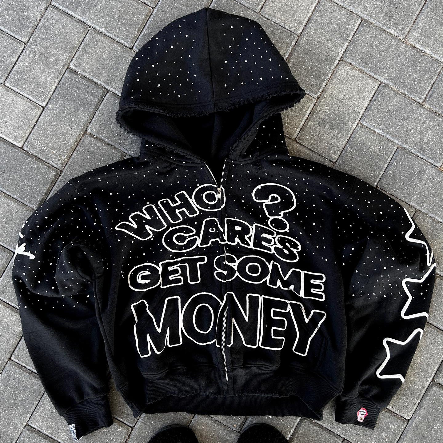 Muchic Starry casual street retro zip-up hoodie