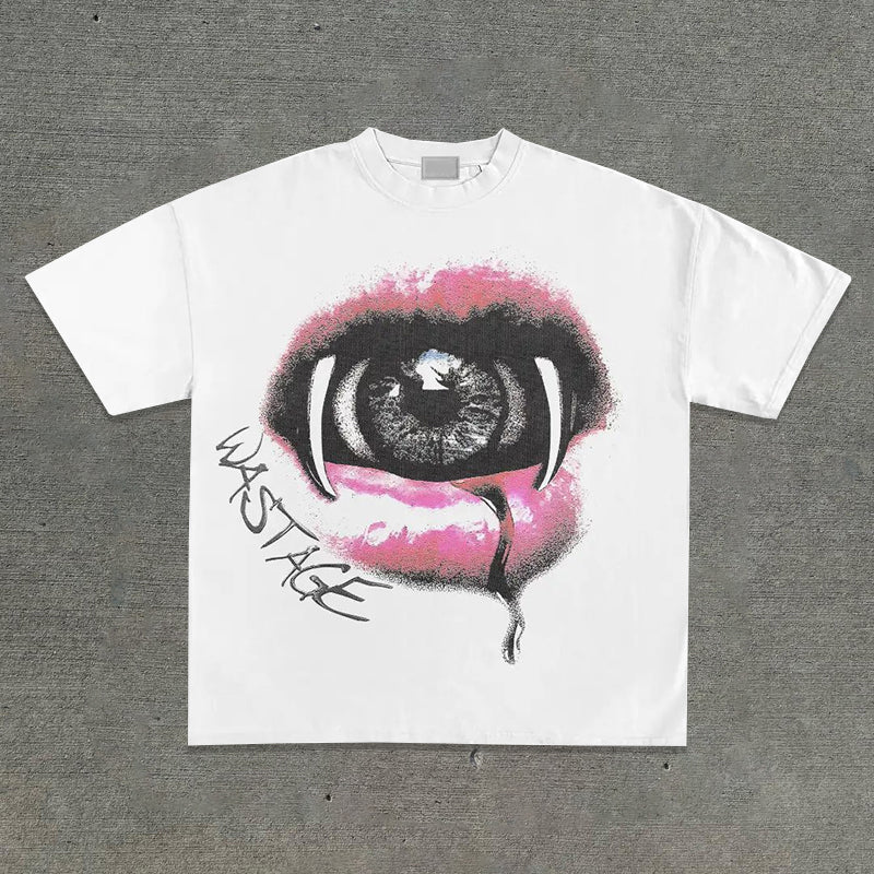 Muchic Gothic Lip Print T-Shirt