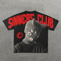 Muchic Sinners Club Print Short Sleeve T-Shirt