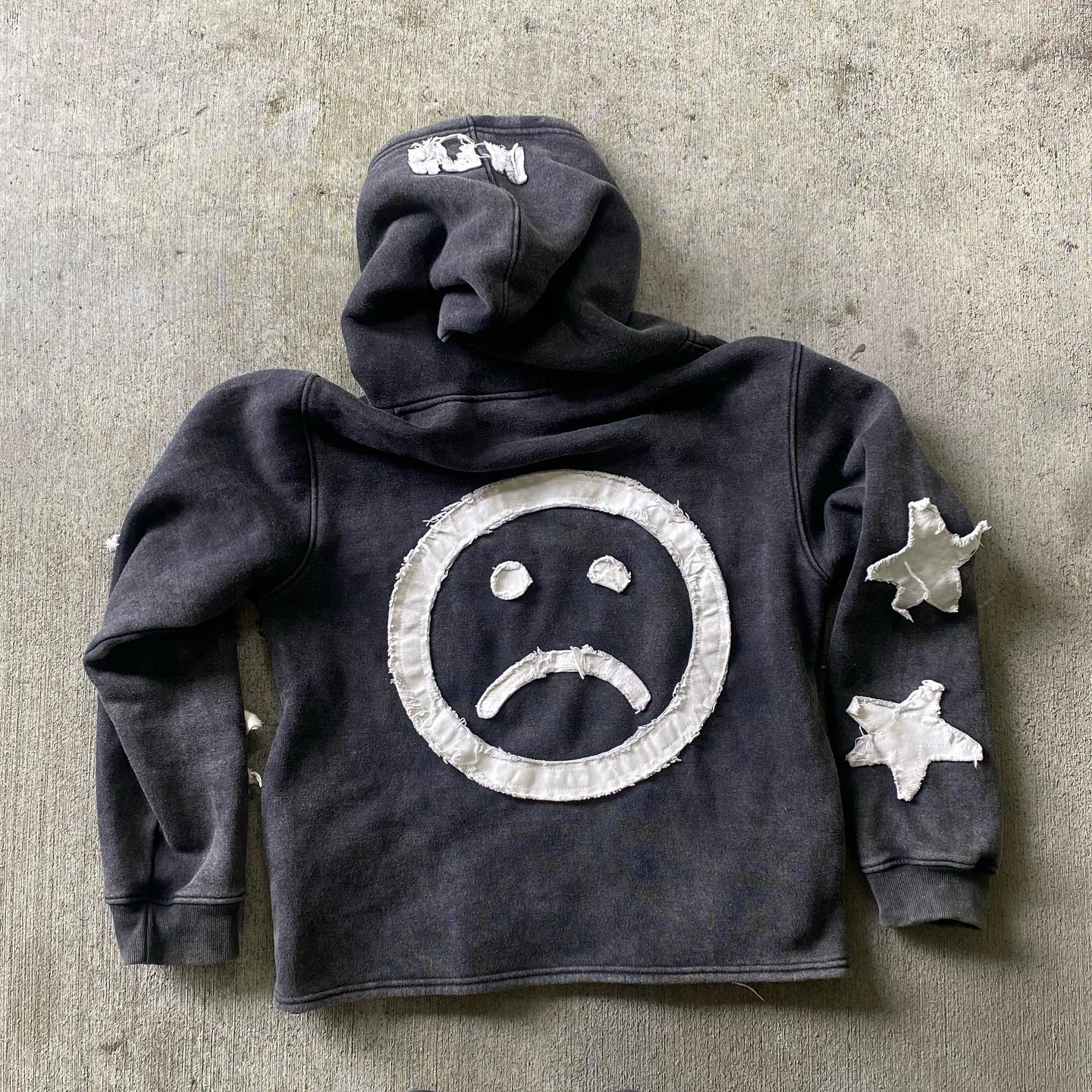 Muchic Lucky Embroidered Applique Street Casual Zip Hoodie