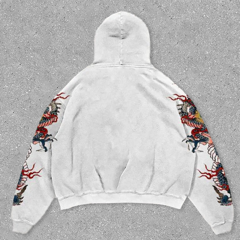 Muchic dragon print hoodie