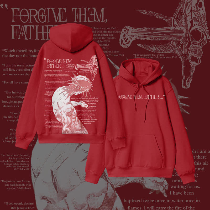 Muchic Fashion Print 'Forgive Them, Dad Bible Verse' Graphic Long Sleeve Hoodie