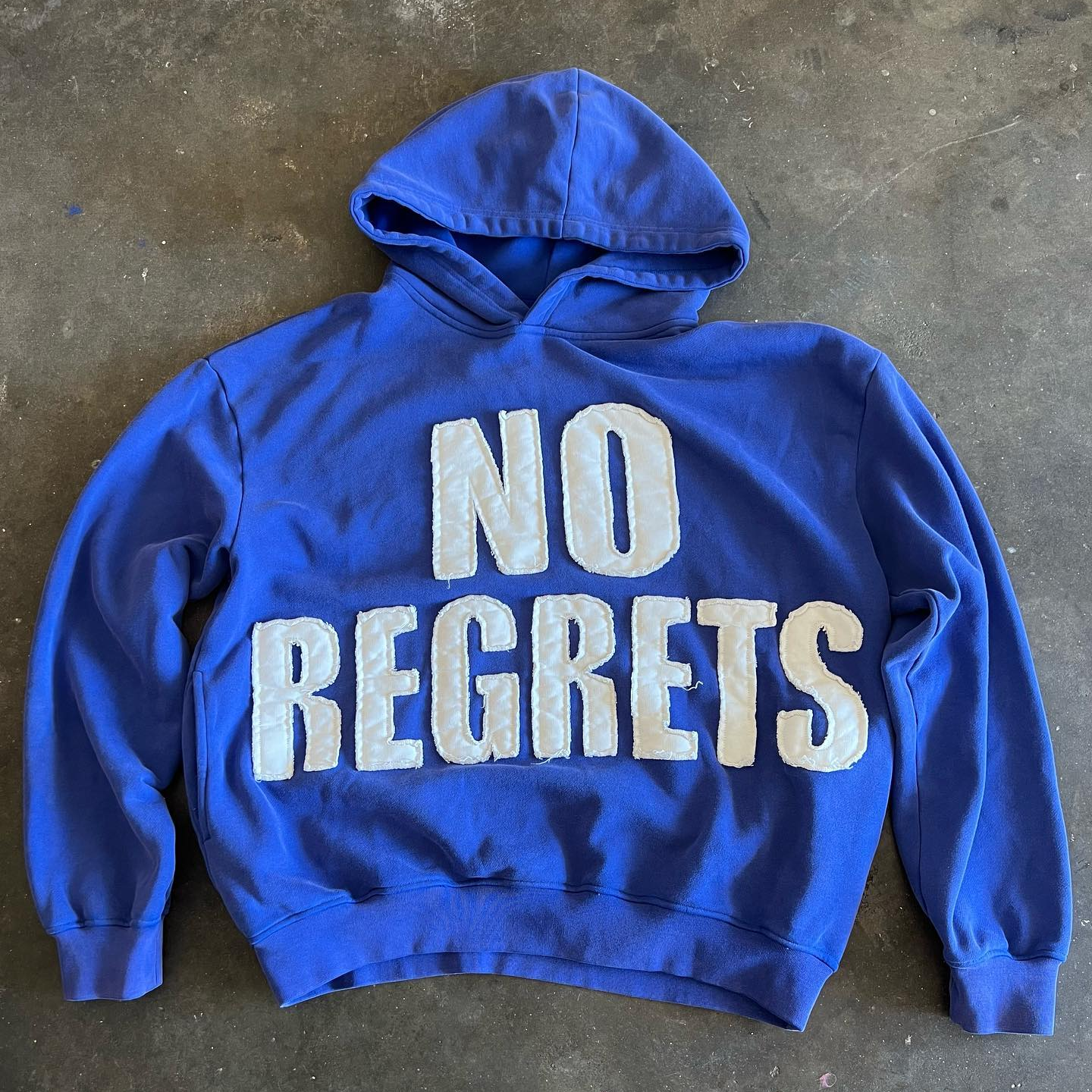 Muchic Personalized no regrets patchwork loose hoodie