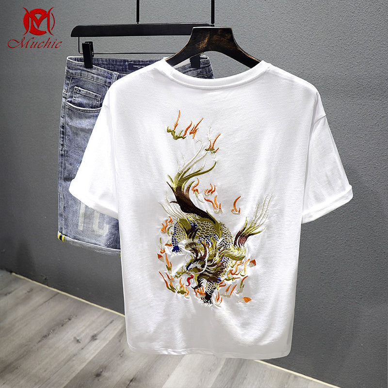 Unisex Intangible Cultural Heritage Qilin Embroidery T-shirt(Hand Embroidered) (Duty Free)