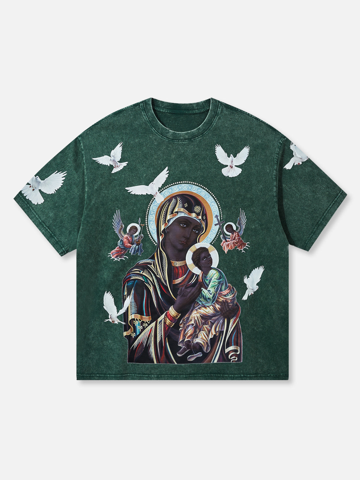 Obstacles and Dangers © Black Madonna and Child Four-Color Retro Washed T-Shirt