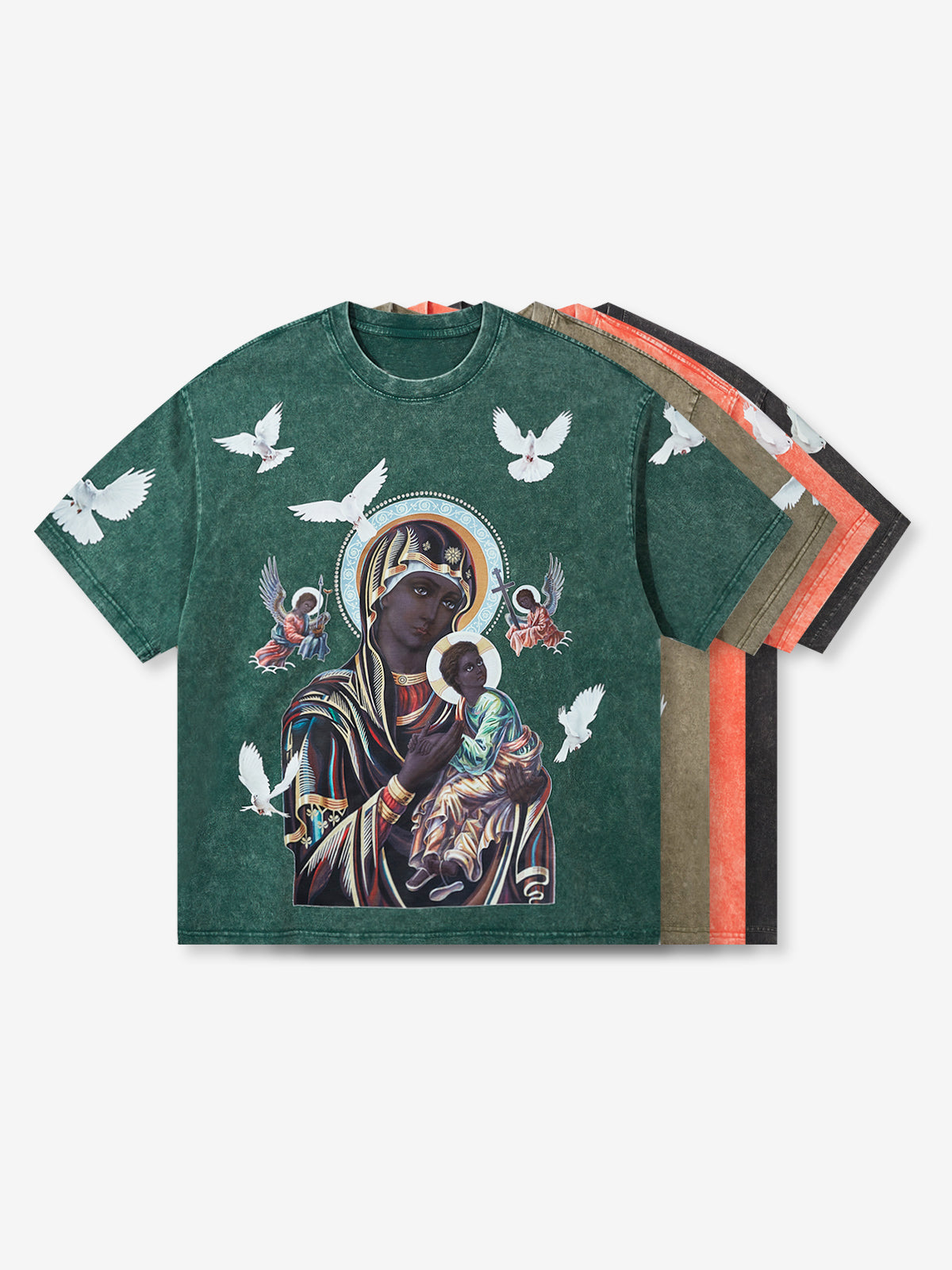 Obstacles and Dangers © Black Madonna and Child Four-Color Retro Washed T-Shirt