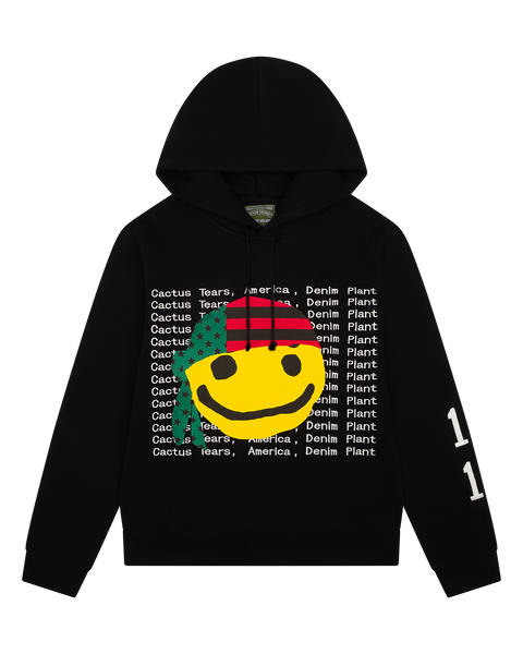 Muchic Unisex "Wreath" Retro Fashion Smiley Face Print Round Neck Long Sleeve Hooded Sweatshirt