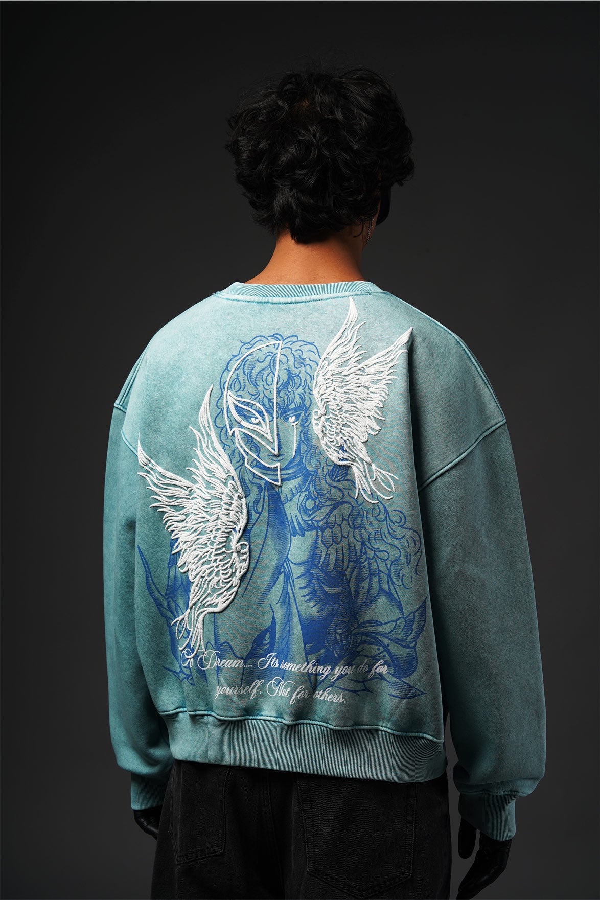 Muchic Unisex Berserk Falcon Blue Washed Sweatshirt