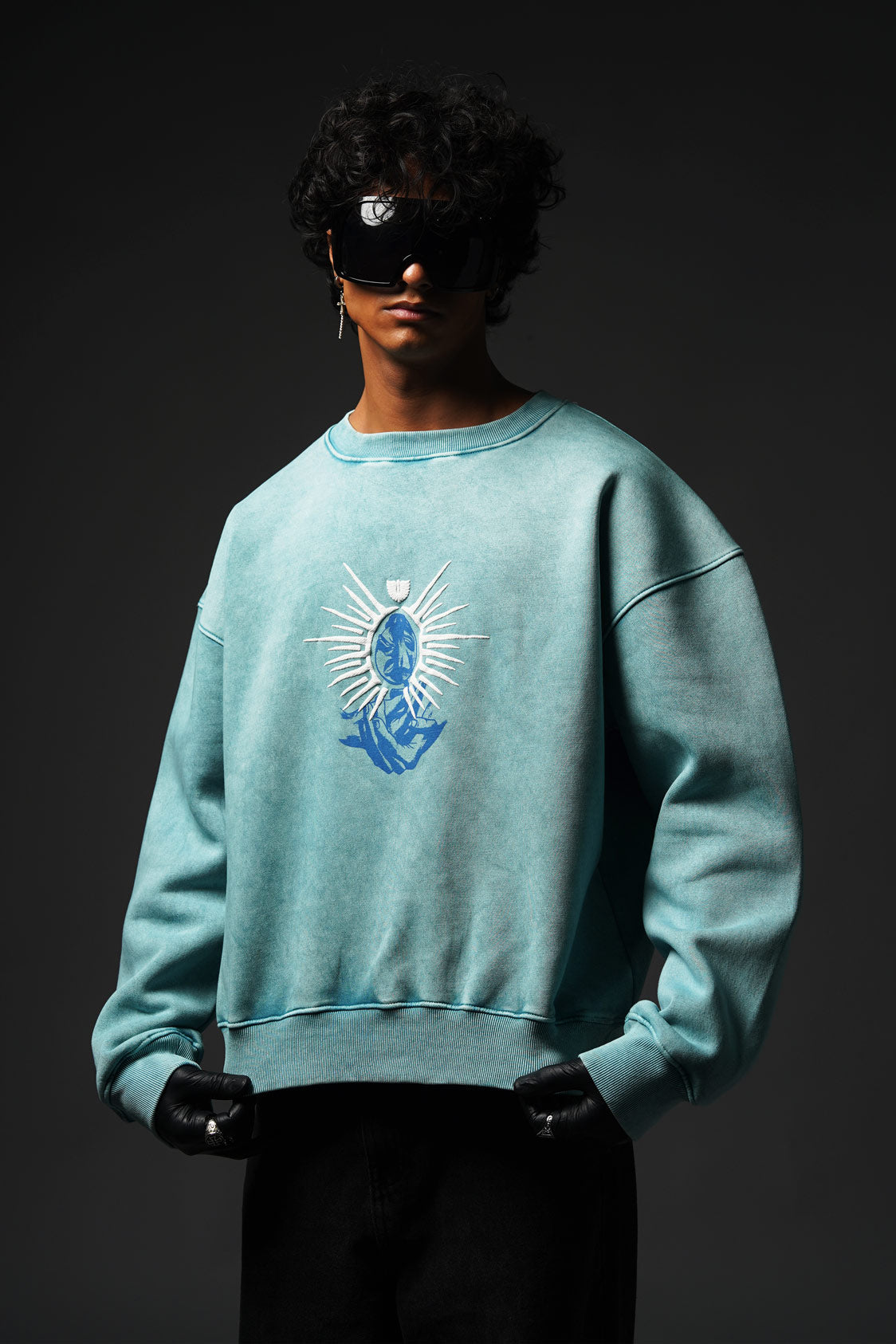 Muchic Unisex Berserk Falcon Blue Washed Sweatshirt