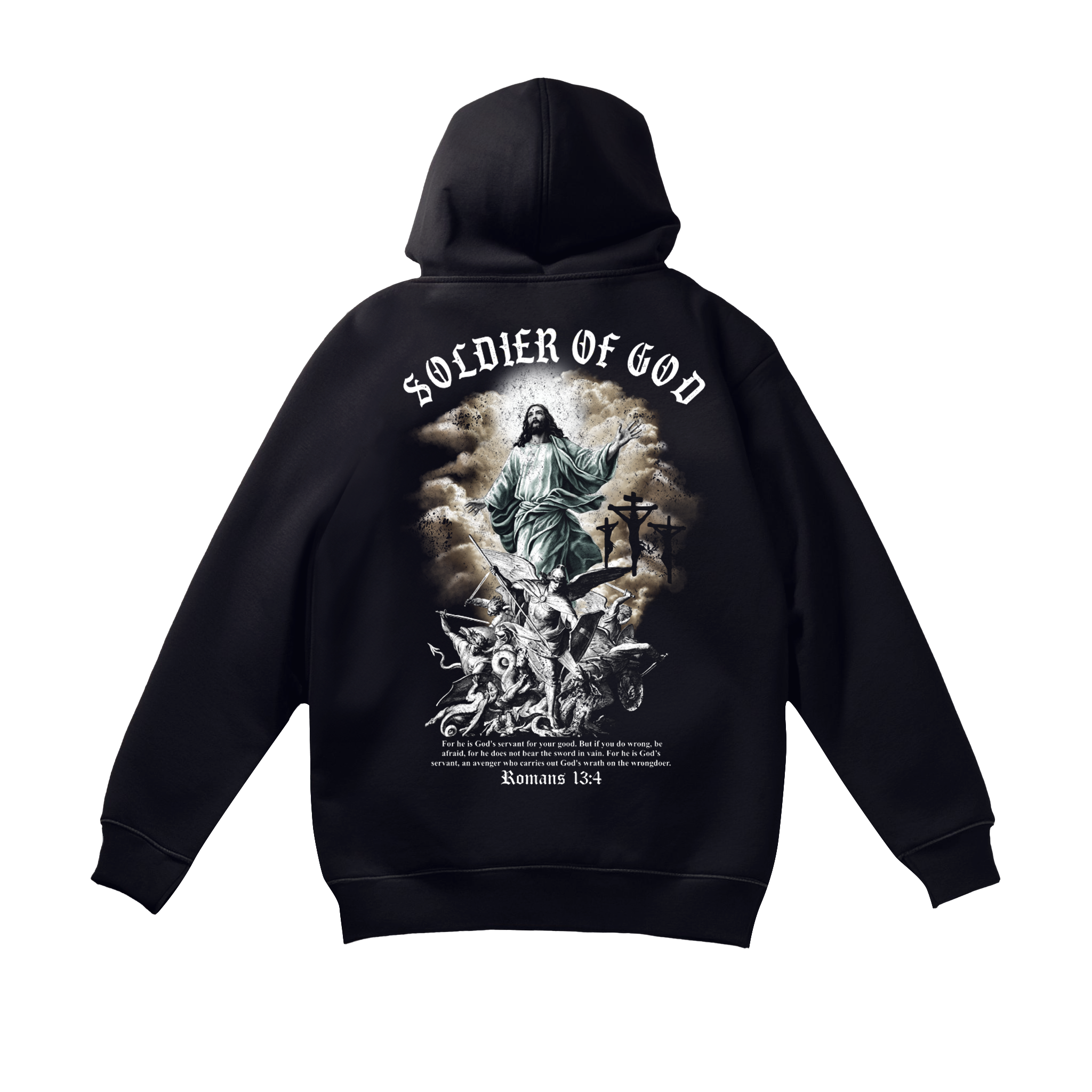 Muchic Unisex God Warrior Hoodie Black