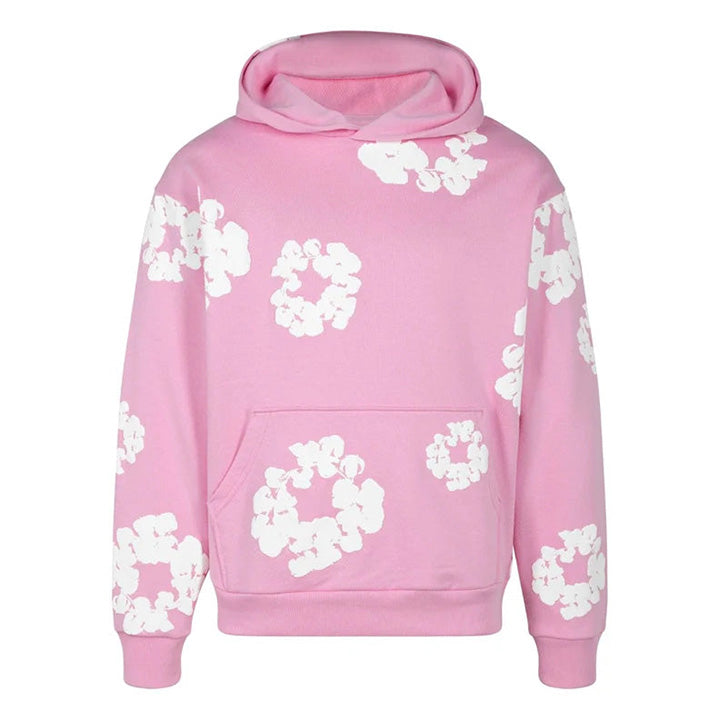 Muchic Unisex Casual Street Floral Print Hoodie