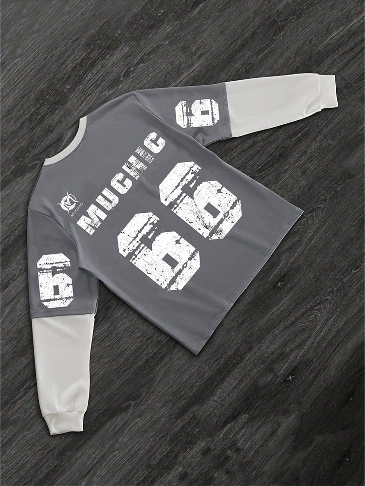 Muchic personalized digital print 66 two-piece sweatshirt