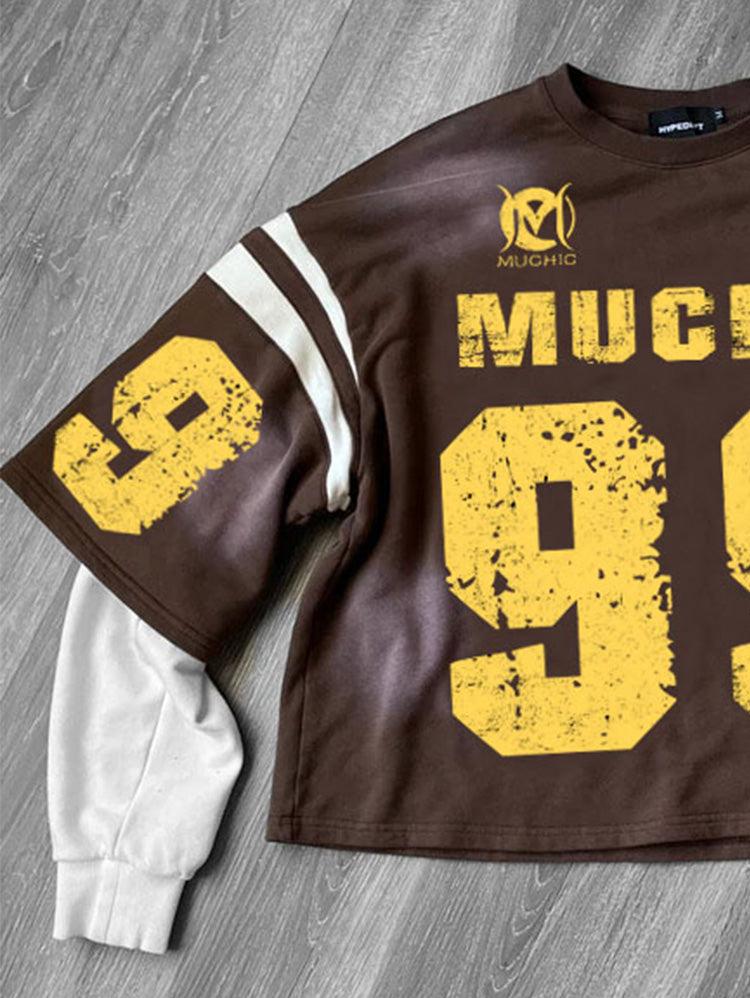 MUCHIC Fashion Digital Print 99 Men's Round Neck Long Sleeve Casual Sweatshirt