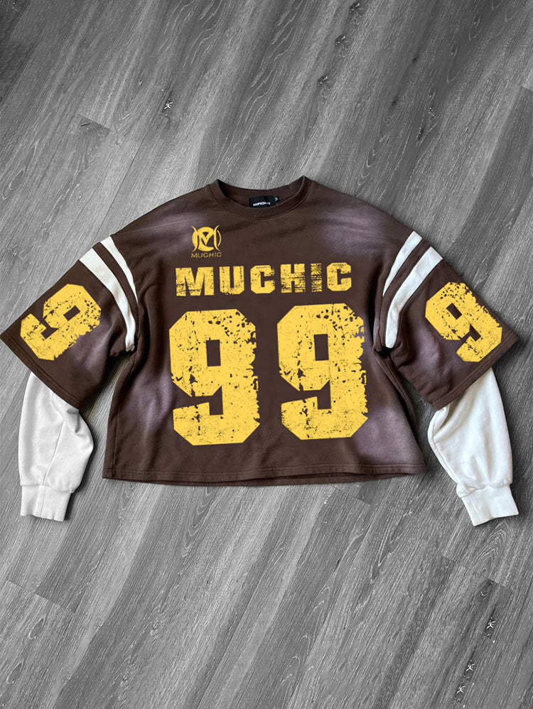 MUCHIC Fashion Digital Print 99 Men's Round Neck Long Sleeve Casual Sweatshirt