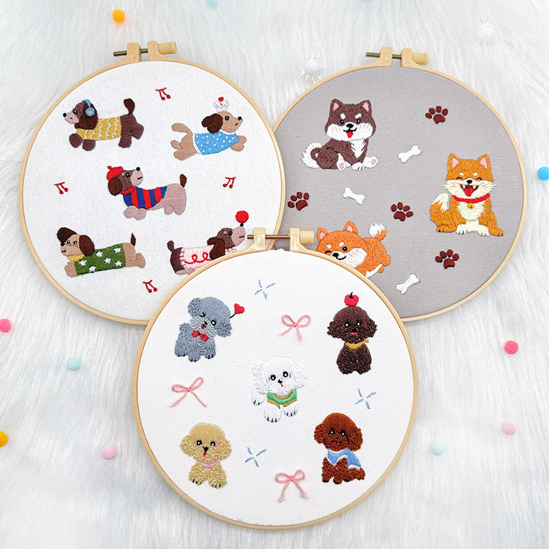 Lu Embroidery Animal Embroidery Diy Material Bag Cartoon Fabric Decoration Hanging Painting(duty free)