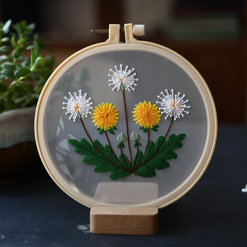 Handmade Mesh Embroidery Diy Hanging Painting European Transparent Yarn Embroidery Needlework Set(duty free)