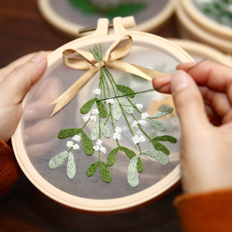 Handmade Mesh Embroidery Diy Hanging Painting European Transparent Yarn Embroidery Needlework Set(duty free)