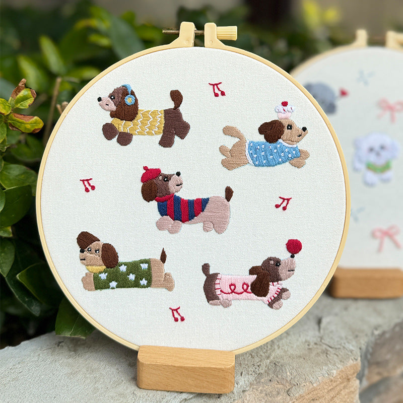 Lu Embroidery Animal Embroidery Diy Material Bag Cartoon Fabric Decoration Hanging Painting(duty free)