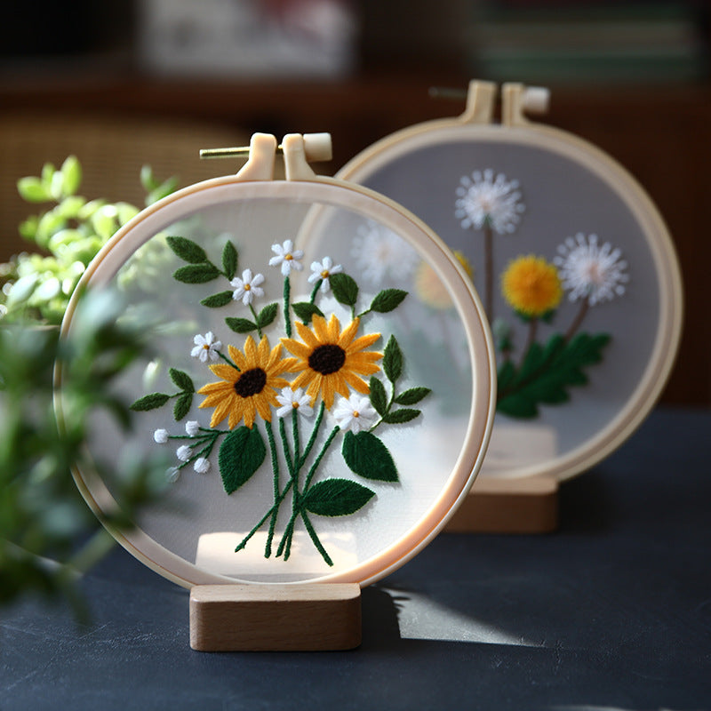 Handmade Mesh Embroidery Diy Hanging Painting European Transparent Yarn Embroidery Needlework Set(duty free)