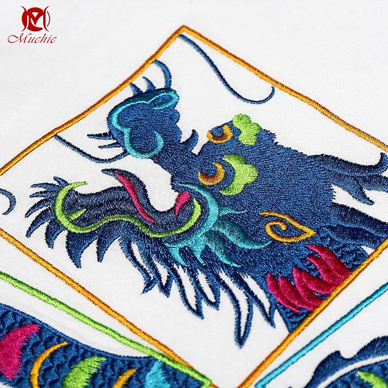 Unisex Intangible Cultural Heritage Dragon Embroidery T-shirt(Hand Embroidered) (Duty Free)