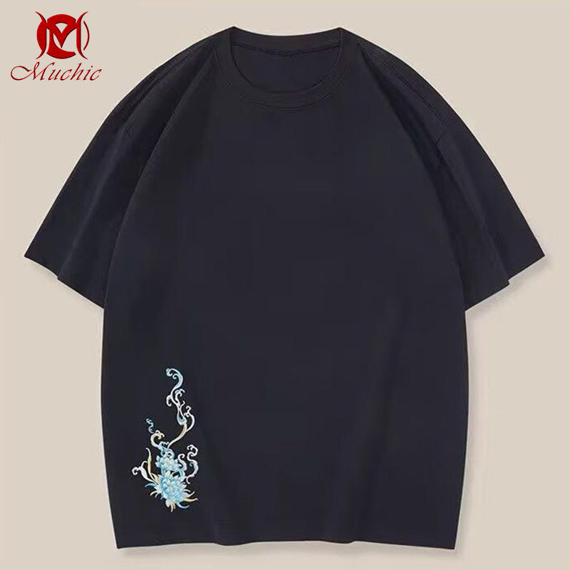 Unisex Intangible Cultural Heritage Qilin Embroidery T-shirt(Hand Embroidered) (Duty Free)