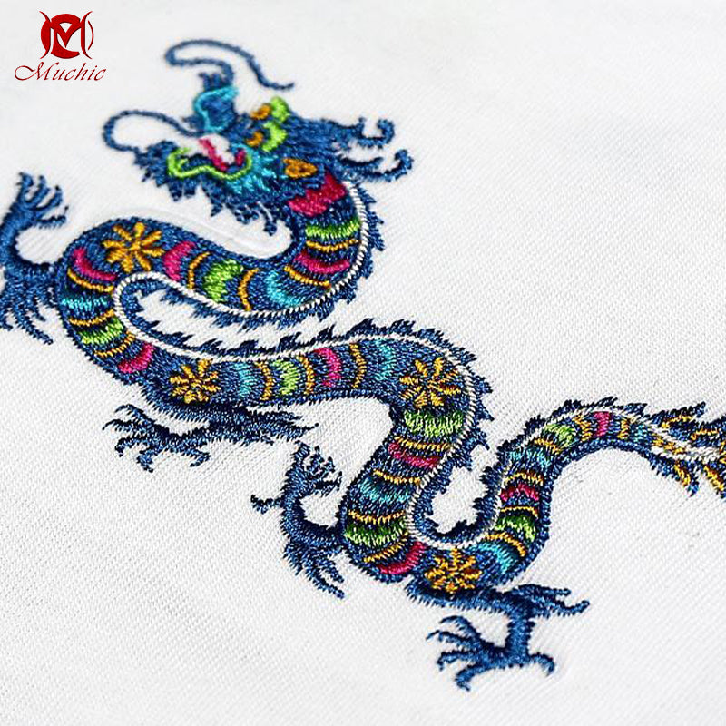 Unisex Intangible Cultural Heritage Dragon Embroidery T-shirt(Hand Embroidered) (Duty Free)