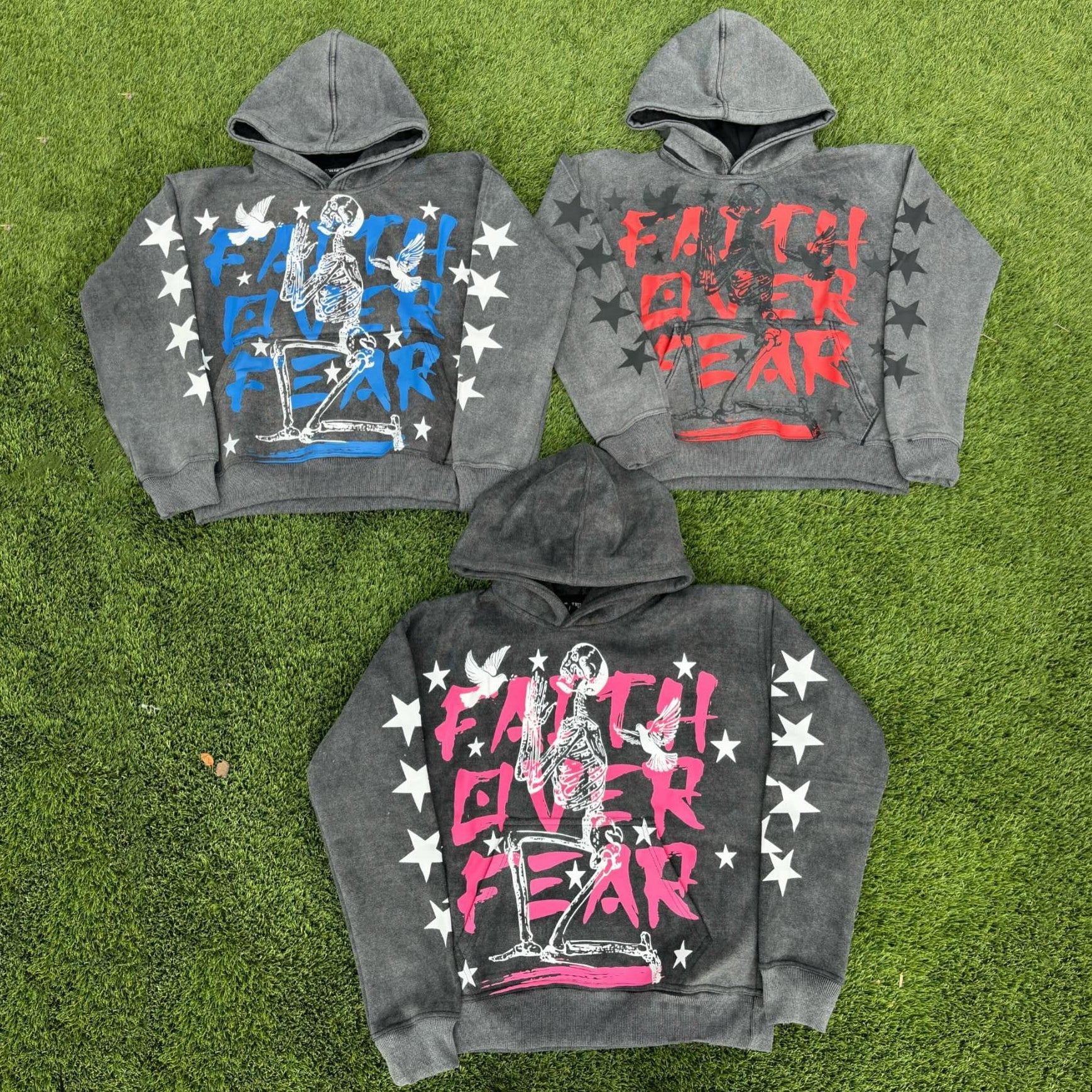 Muchic Faith Over Fear Casual Street Vintage Hoodie