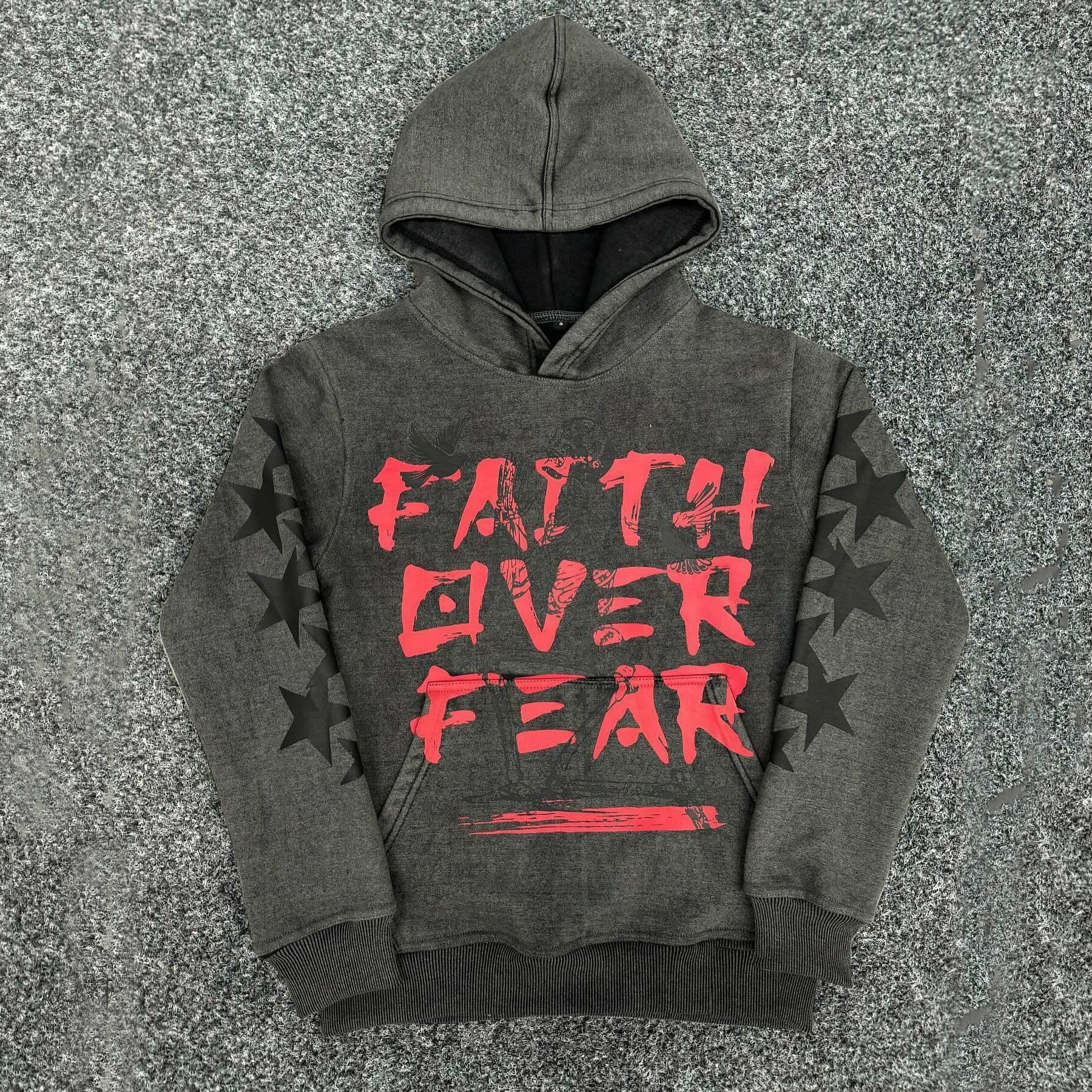 Muchic Faith Over Fear Casual Street Vintage Hoodie