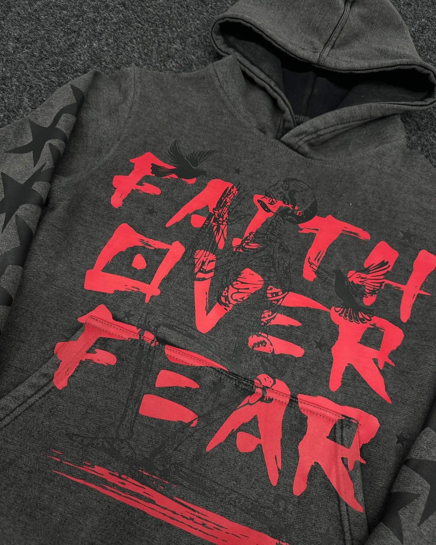 Muchic Faith Over Fear Casual Street Vintage Hoodie