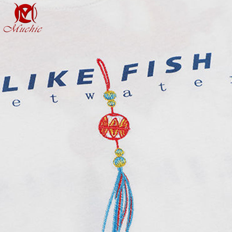 Unisex Intangible Cultural Heritag Koi Embroidery T-shirt(Hand Embroidered) (Duty Free)