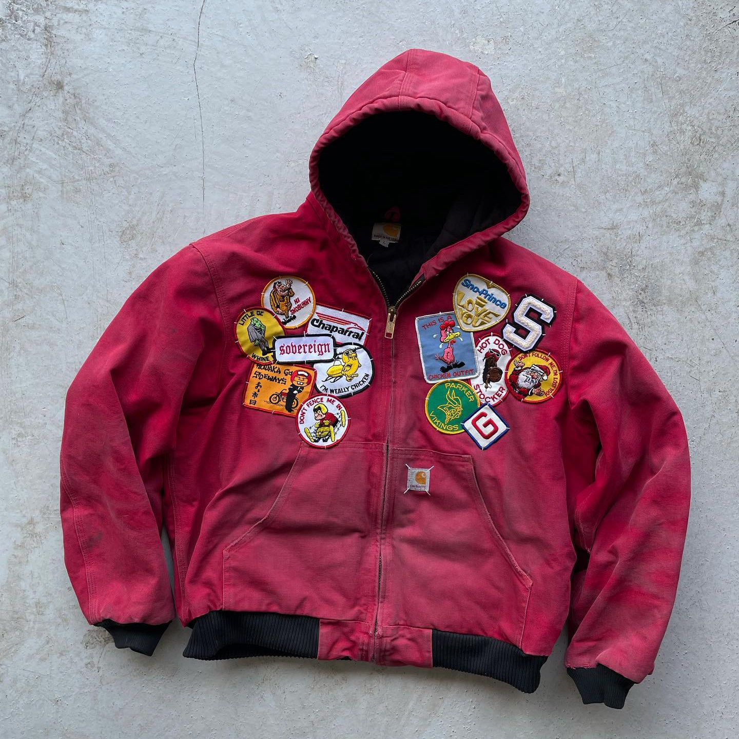 Vintage badge design zip-up lined jacket