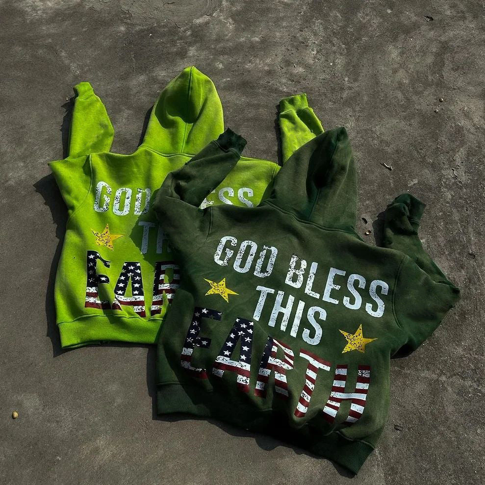 Muchic God Bless Casual Street Hoodie