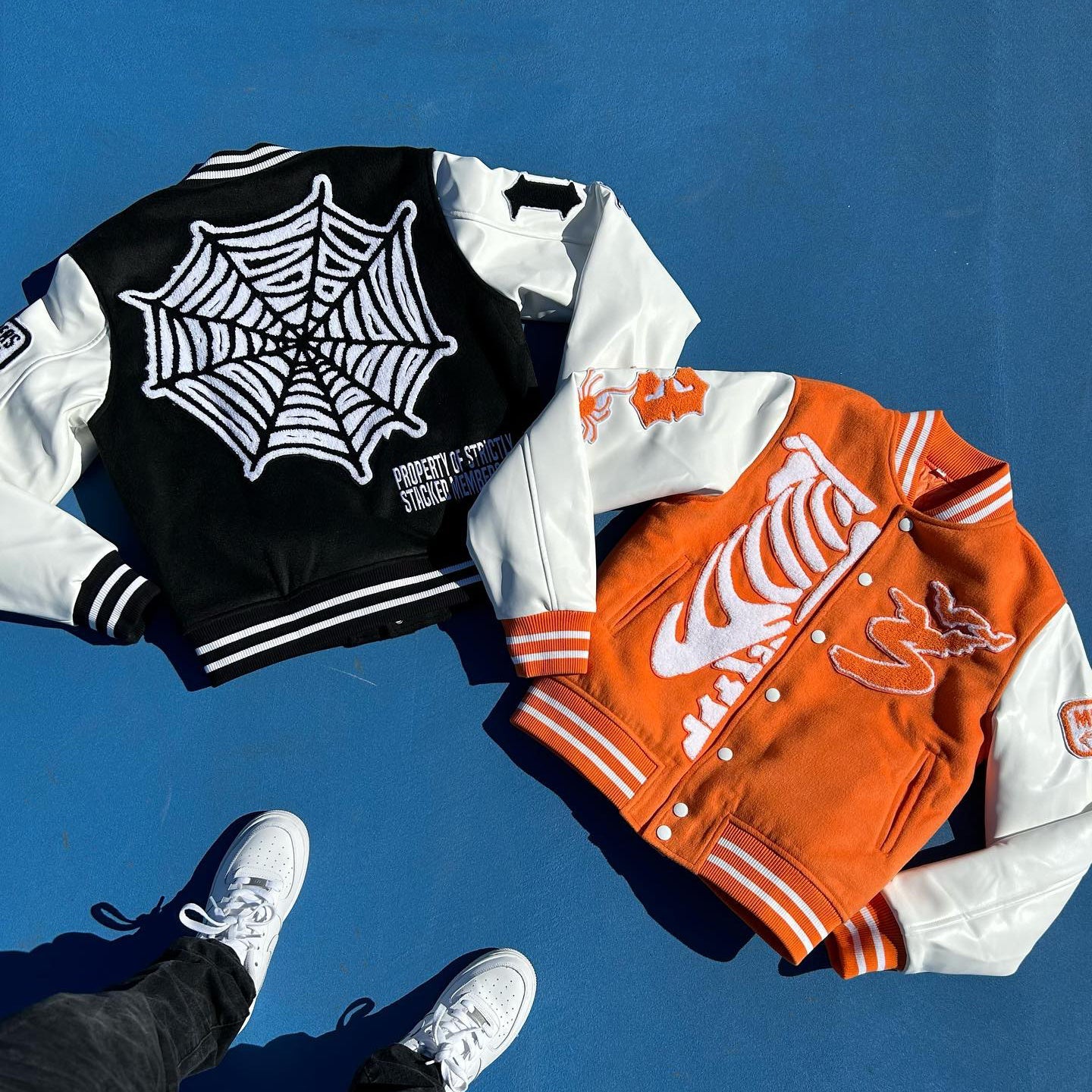 Muchic Skull Spider Casual Street Baseball Jacket Coats & Jackets