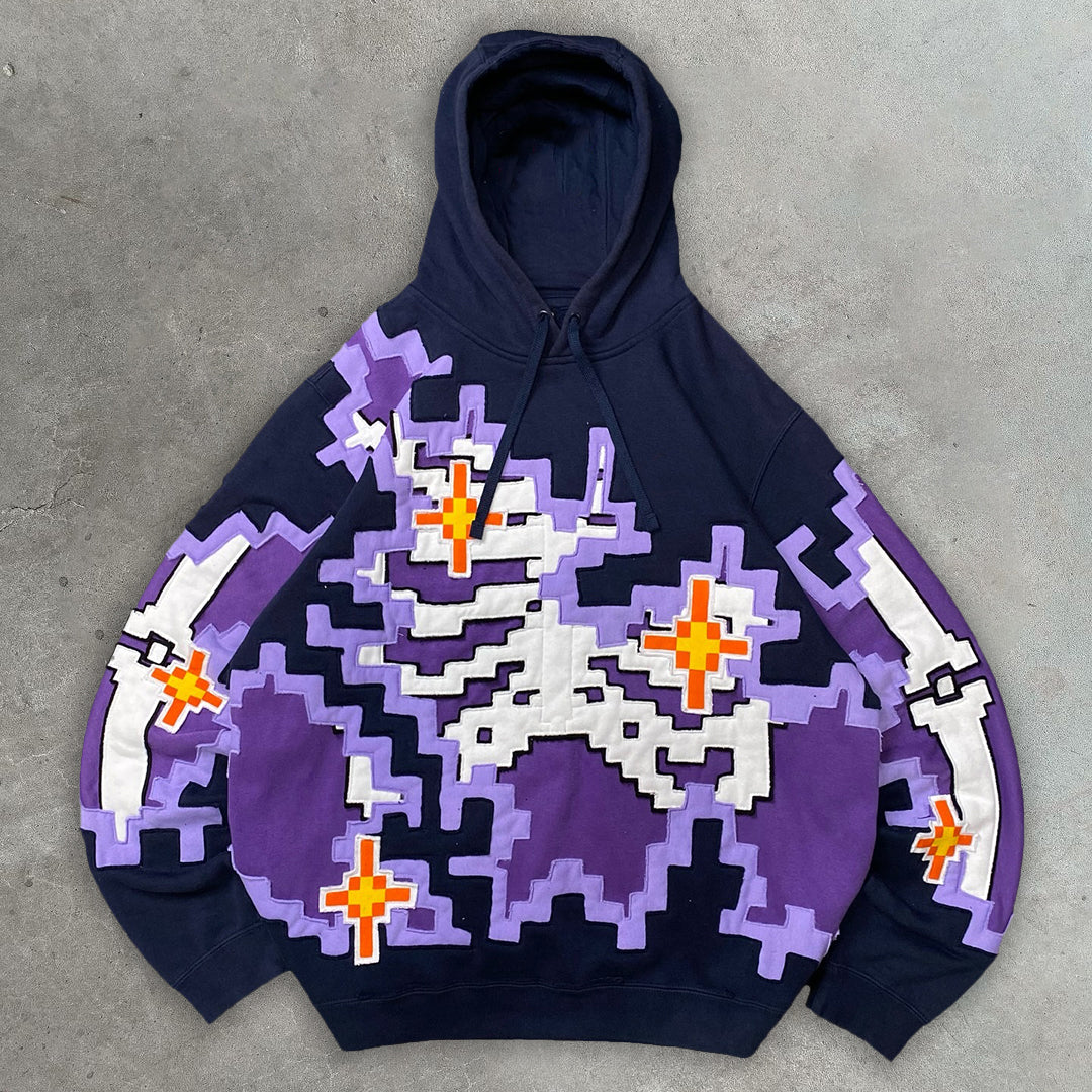 Muchic Pixel Skull Casual Street Hoodie