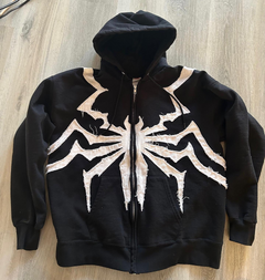 Muchic Muchic spider print zip-up long sleeve hoodie