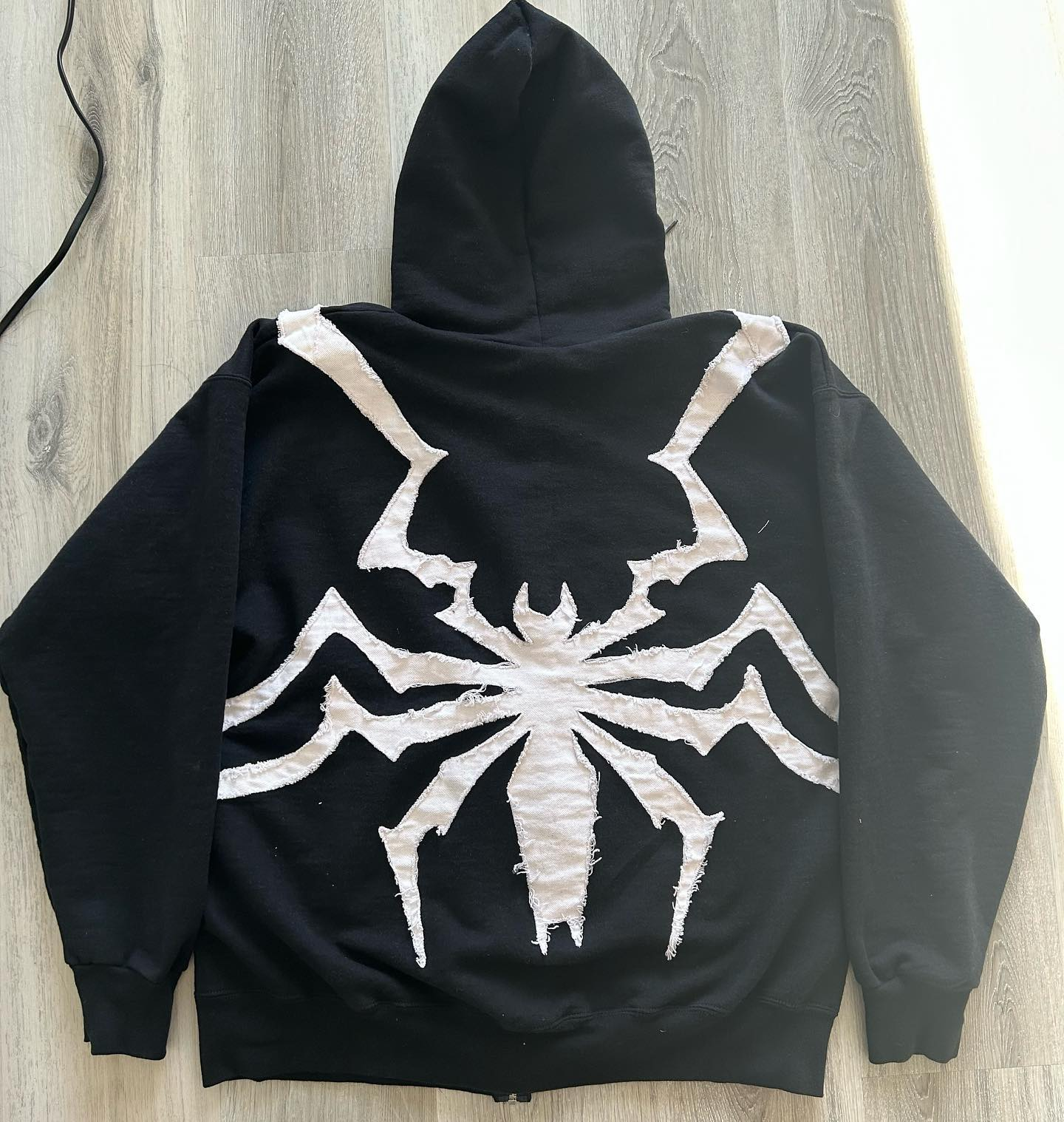 Muchic Muchic spider print zip-up long sleeve hoodie