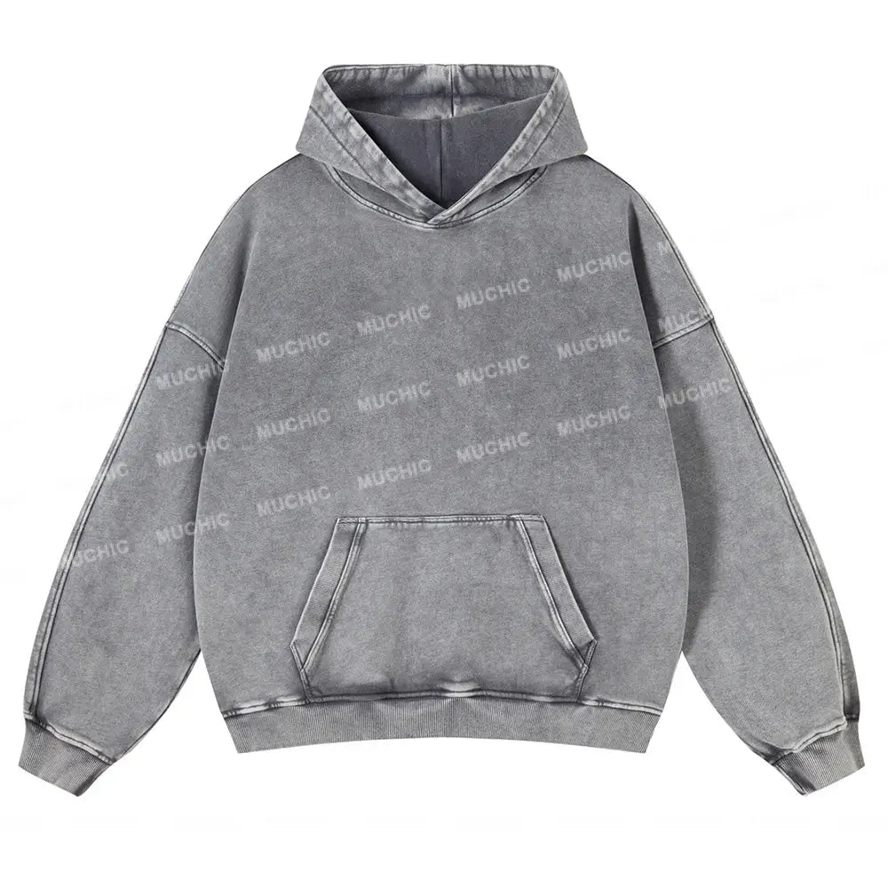 Muchic Unisex Washed Loose Long Sleeve Sweatshirt Gray / S Hoodies-Sweatshirts