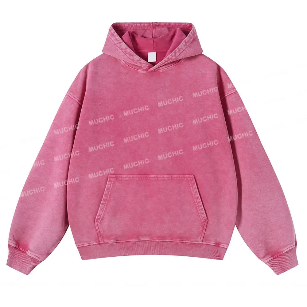 Muchic Unisex Washed Loose Long Sleeve Sweatshirt Pink / S Hoodies-Sweatshirts