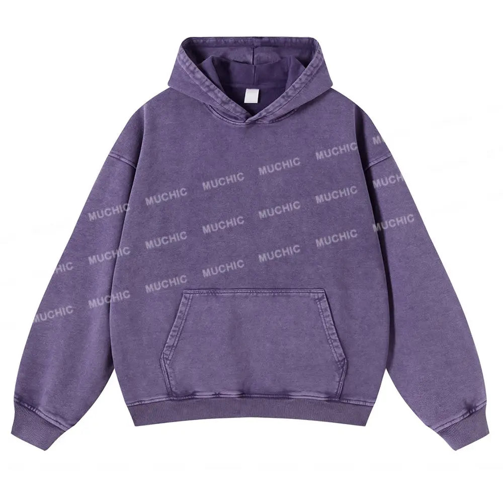 Muchic Unisex Washed Loose Long Sleeve Sweatshirt Purple / S Hoodies-Sweatshirts