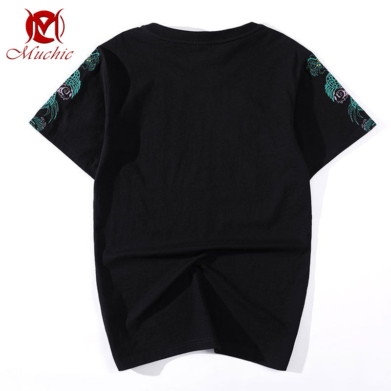 Unisex Intangible Cultural Heritag Dragon Embroidery T-shirt(Hand Embroidered) (Duty Free)